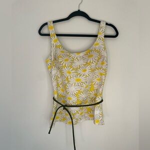 Elizabeth Stewart Vintage Mod 60s Retro Swim Top Bathing Suit Built In Cone Bra